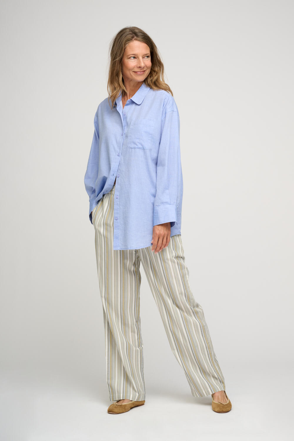 Moon Stripe bukser - Olive Gray Stripe